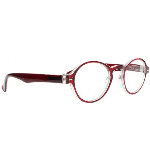 Oval Stylish Oval Round Frame Silver Rivets Reading Glasses Comfort Fit Men and Women - Red - CM187NDYIWY $7.63