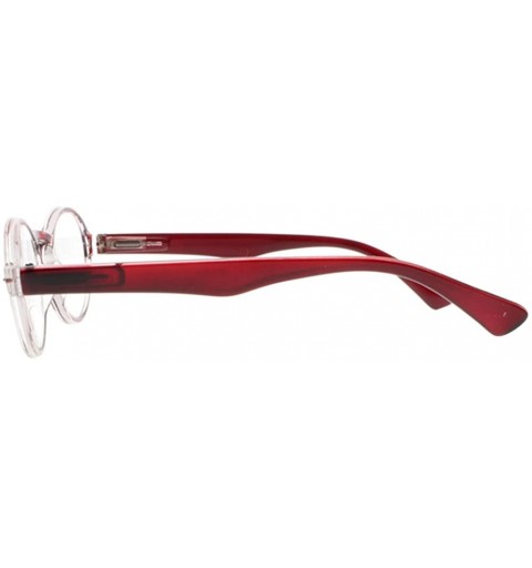 Oval Stylish Oval Round Frame Silver Rivets Reading Glasses Comfort Fit Men and Women - Red - CM187NDYIWY $7.63