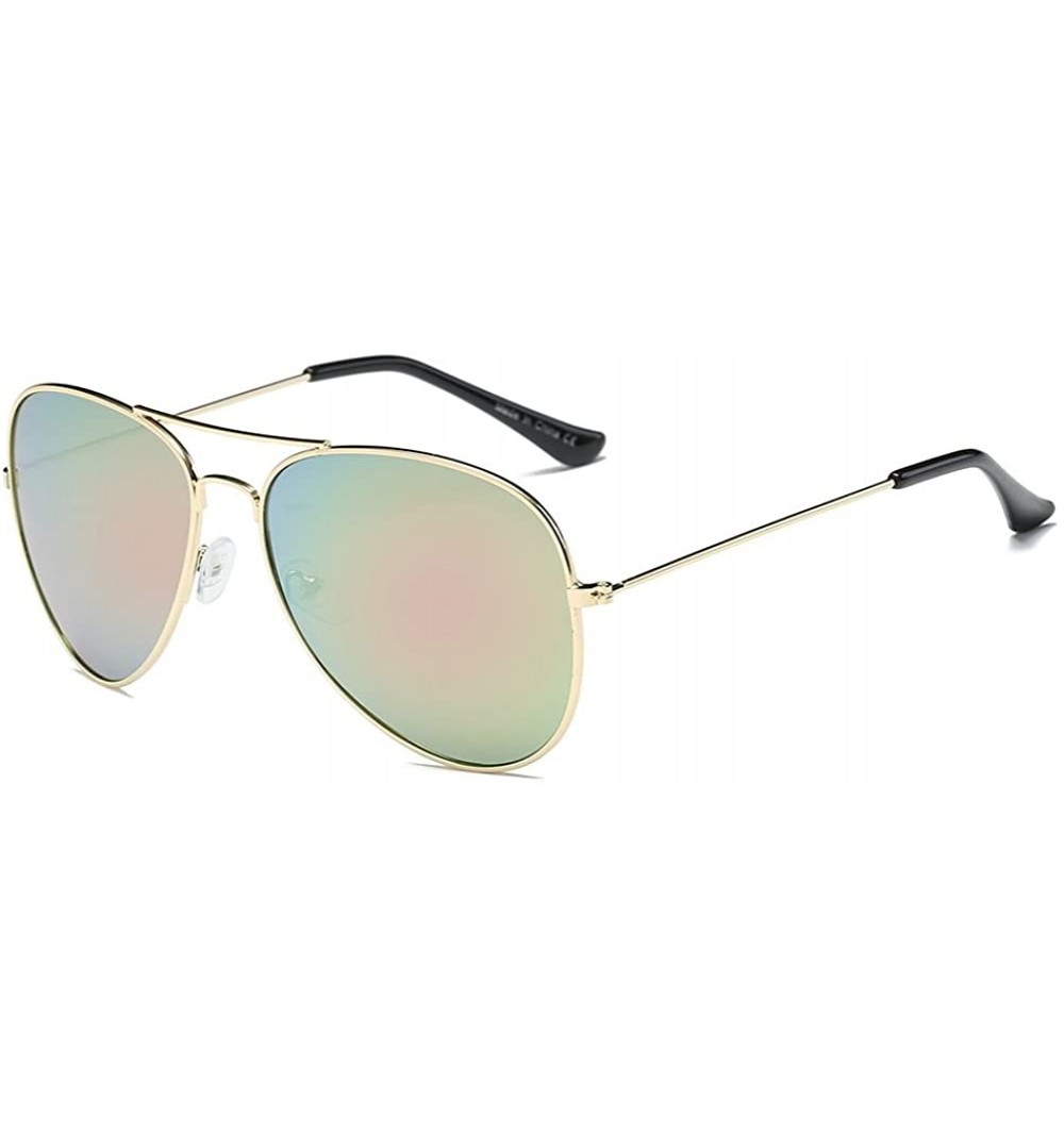 Aviator PC Lens Sunglasses - UV Protection Sunglasses Metal Frame Aviator Glasses - Color 5 - CV18ES6A72S $25.53