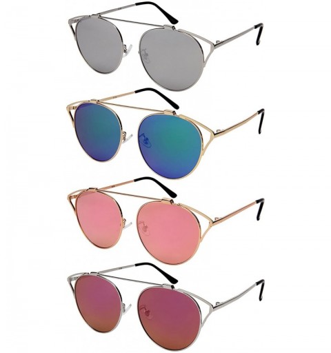 Oval Modern Cut Out Cateye Sunglasses with Flat Mirrored Lens 3116-FLREV - Rose Gold - CQ1845565LA $11.85