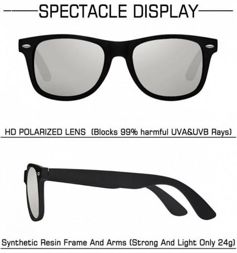 Wayfarer Sunglasses for Men Vintage Polarized Sun Glasses Fashion Shades WP1001 - Silver - CK18OM25LUX $7.52