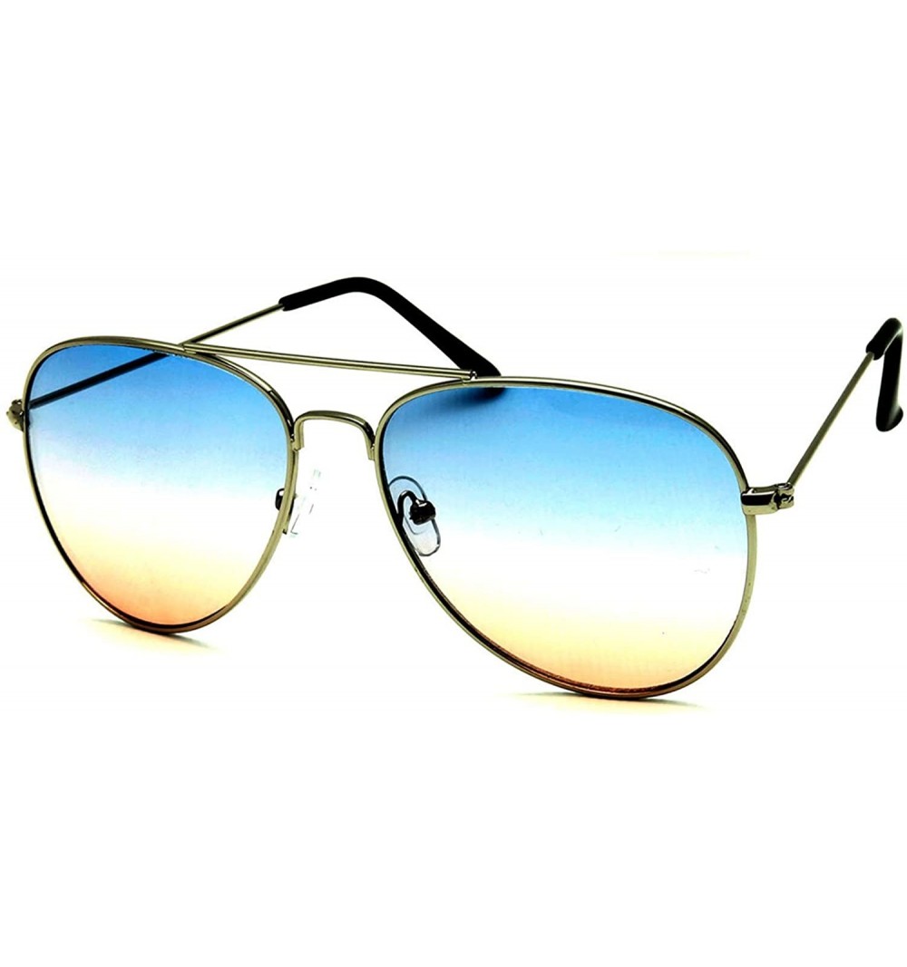 Aviator Classic Metal Frame Ocean Color Play Lens Aviator Sunglasses - Grey - CB18U42SAHE $8.03