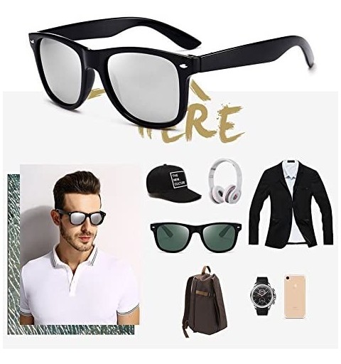 Wayfarer Sunglasses for Men Vintage Polarized Sun Glasses Fashion Shades WP1001 - Silver - CK18OM25LUX $7.52