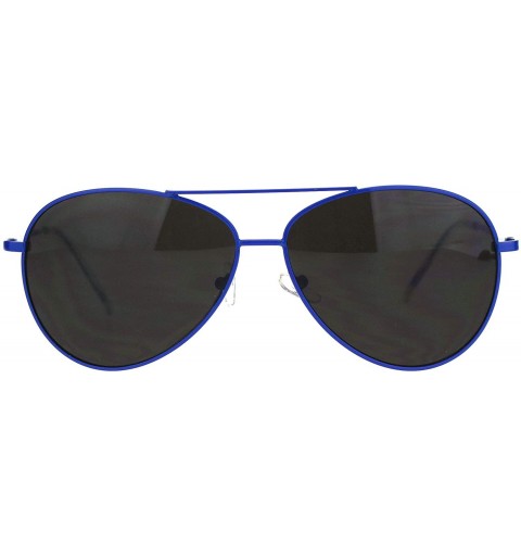Aviator Unisex Pop Neon Metal Frame Officer Style Pilots Sunglasses - Blue - CC18LMH8ZRE $10.42