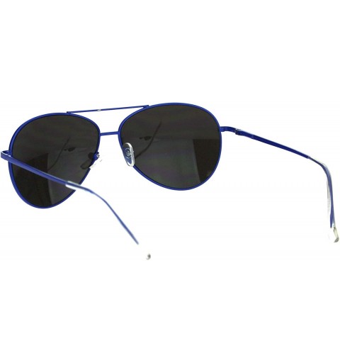 Aviator Unisex Pop Neon Metal Frame Officer Style Pilots Sunglasses - Blue - CC18LMH8ZRE $10.42