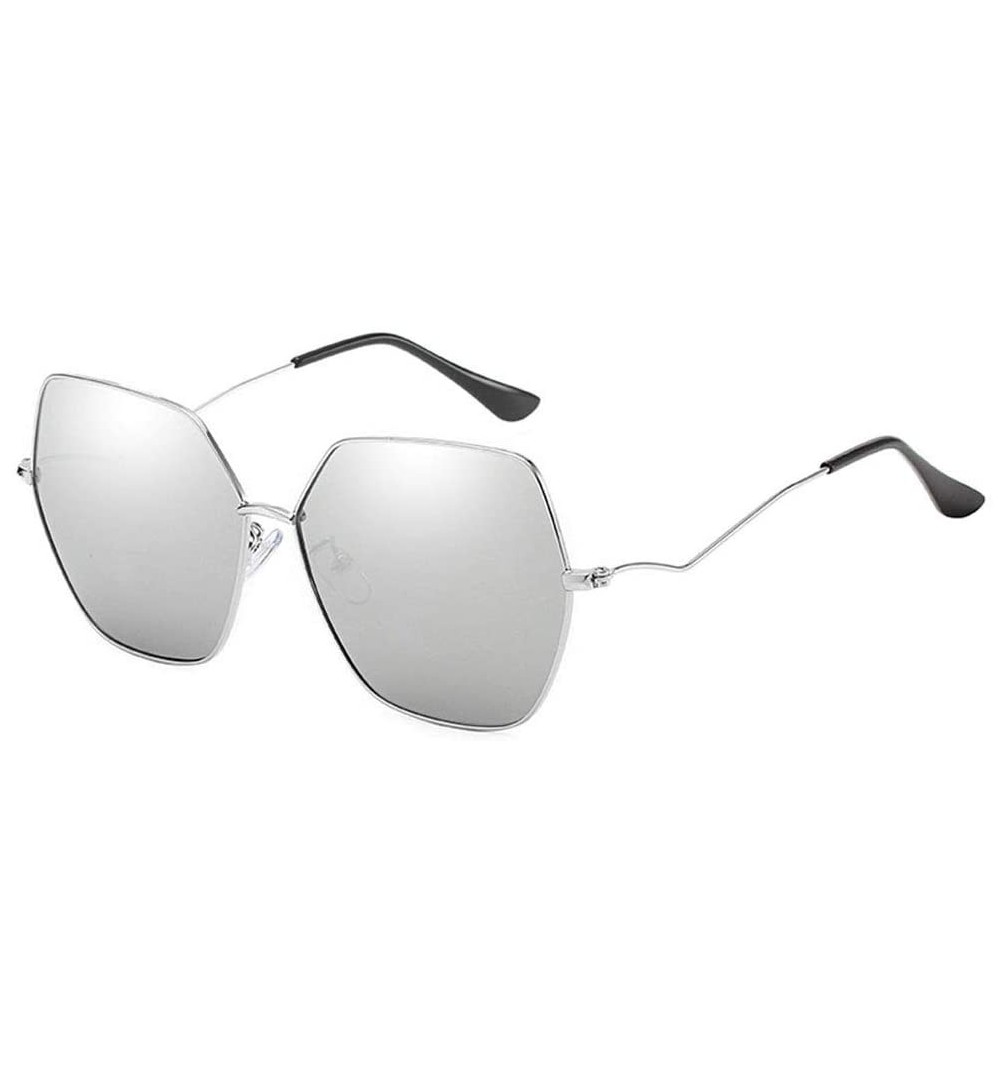 Sport Sunglasses Womens Polygon Mirror - Silver/Silver - CJ18WG0GARD $28.88