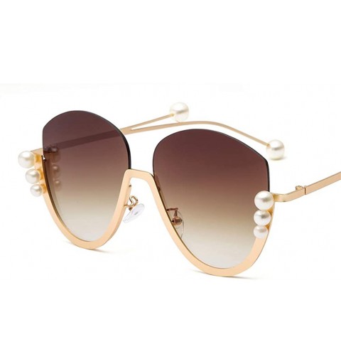 Oval Retro Men Women Vintage Cat Sunglasses For Ladies Pearl Retro Sun Glasses Women Birthday Gift - Brown - CT18Q2Z840U $16.30