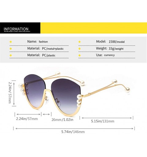 Oval Retro Men Women Vintage Cat Sunglasses For Ladies Pearl Retro Sun Glasses Women Birthday Gift - Brown - CT18Q2Z840U $16.30