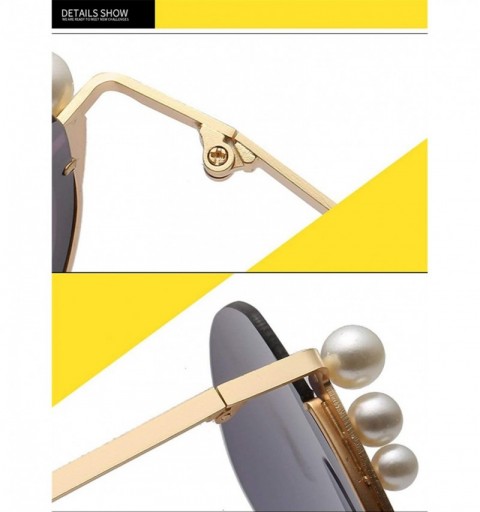Oval Retro Men Women Vintage Cat Sunglasses For Ladies Pearl Retro Sun Glasses Women Birthday Gift - Brown - CT18Q2Z840U $16.30