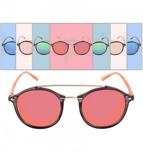 Round Round Double BridgeClassic Men Women Designer Sunglasses with pouch - C218GO5RWQY $9.37