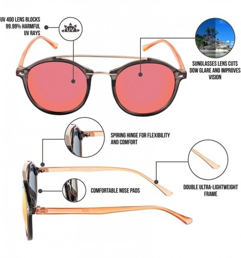 Round Round Double BridgeClassic Men Women Designer Sunglasses with pouch - C218GO5RWQY $9.37