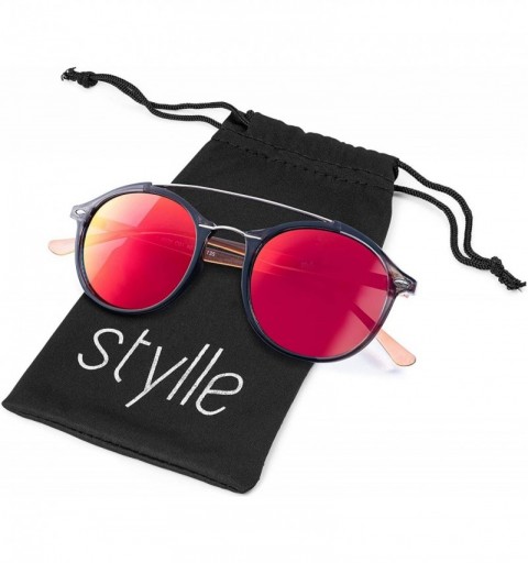 Round Round Double BridgeClassic Men Women Designer Sunglasses with pouch - C218GO5RWQY $9.37