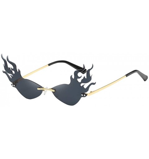 Rimless Rimless Samll Face Sunglasses Retro Vintage Flame Steampunk Narrow Eyewear Sun Glasses Party Favors For Men Women - C...