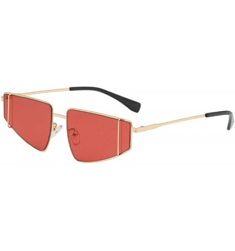 Square Women Square Fashion Sunglasses Hexagon Flat UV Protection Retro Chic Metal Frame Shades - Red - CX18U852D90 $13.86