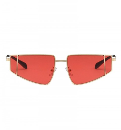 Square Women Square Fashion Sunglasses Hexagon Flat UV Protection Retro Chic Metal Frame Shades - Red - CX18U852D90 $13.86