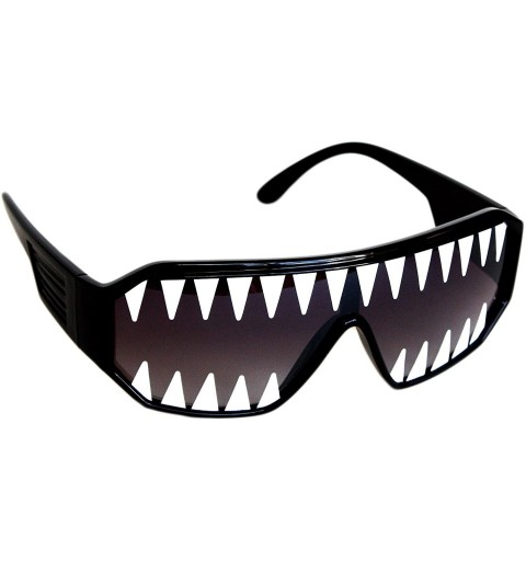 Shield Mini Shark Teeth Shield 140mm Sunglasses - Black - CQ125KS2XRB $24.10