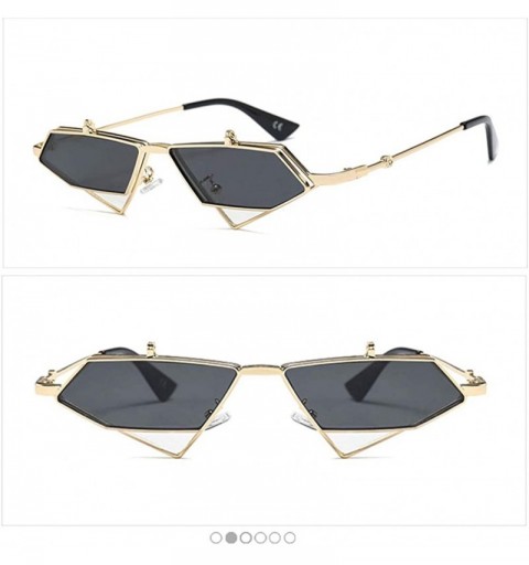 Rectangular Sunglasses Women Designer Sun Glasses Female Metal Frame Eyewear - C2-gold-gray - CP18Y5DWHX5 $22.24