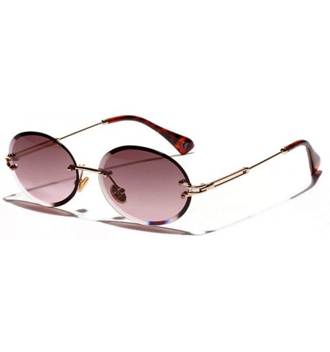 Oversized Vintage Elliptical Sunglasses Women Crystal Textured Glasses No Border Vintage Personality Sunglasses - CD18UXA0HCY...