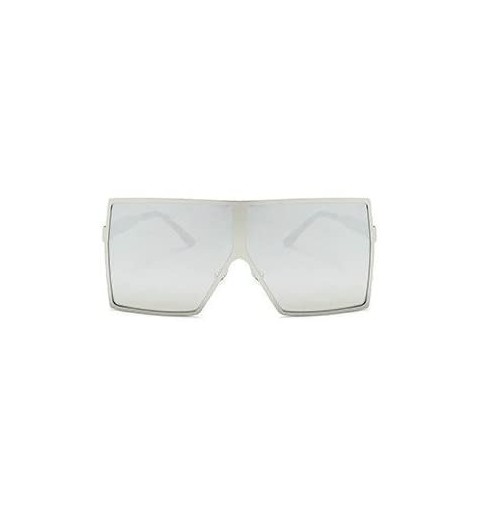 Oversized Fashion Square Brand Designer Unisex Summer Large Size Sunglasses UV400 71mm - Silver - CY1888IM5WG $12.86