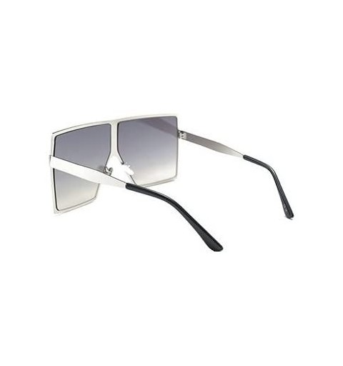 Oversized Fashion Square Brand Designer Unisex Summer Large Size Sunglasses UV400 71mm - Silver - CY1888IM5WG $12.86