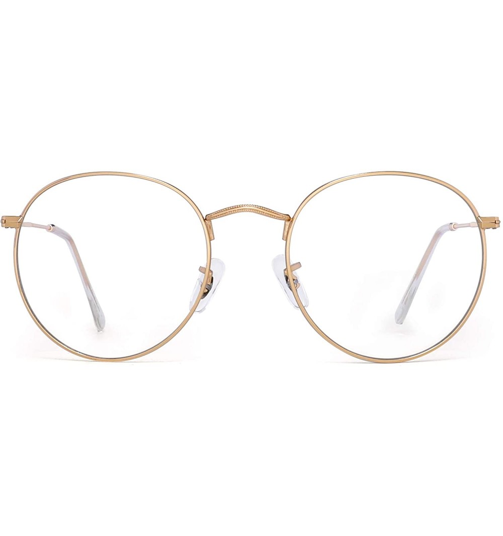 Aviator Retro Round Mirrored Sunglasses Vintage Reflective Glass Lenses Men Women - Gold Frame / Anti Blue Light Lens - CW18R...