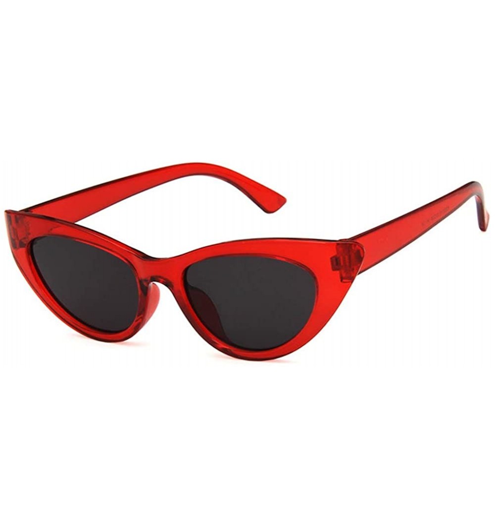 Oval Unisex Sunglasses Retro Blue Grey Drive Holiday Oval Non-Polarized UV400 - Red Grey - CZ18RI0TRDD $7.30