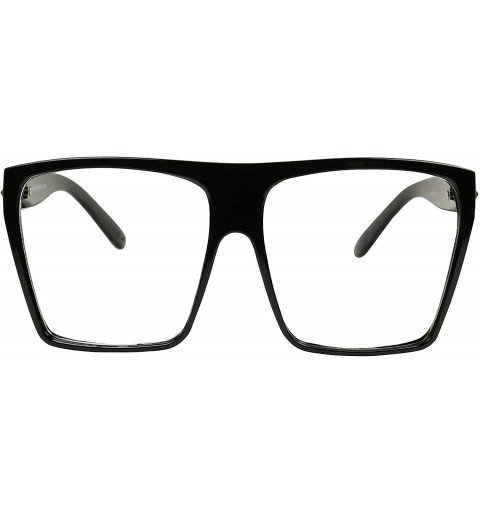 Square Super Oversized Trapezoid Flat Top Clear Lens Sun Glasses XL Frames - Black - C712O5W3T9R $11.43