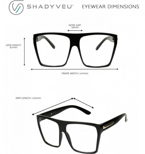 Square Super Oversized Trapezoid Flat Top Clear Lens Sun Glasses XL Frames - Black - C712O5W3T9R $11.43