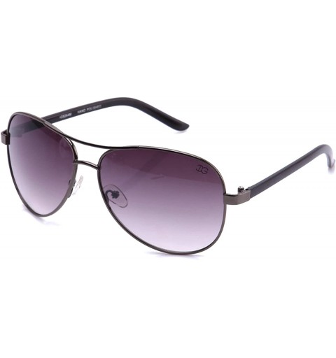 Aviator Aviators Oversized Temple Design UV Protection Shield Lenses Pilot Style - Gunmetal/Purple - CF17YXNEU9M $10.52