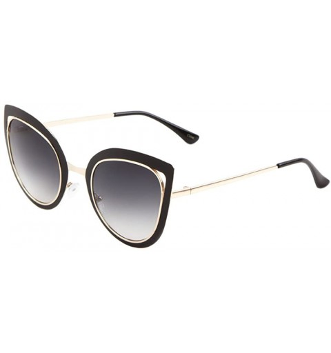 Cat Eye Flat Extra Frame Sharp Cat Eye Sunglasses - Smoke Gold - CP190894GNR $12.53