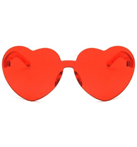 Rimless Women Beach Eyewear Cute Heartshape Frameless Sunglasses with Case UV400 - Tansparent Red - C218WM9E258 $22.63