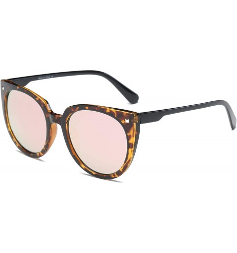 Cat Eye Women Retro Vintage Round Cat Eye Oversized Fashion Sunglasses - Pink - C218WSELUT0 $15.08