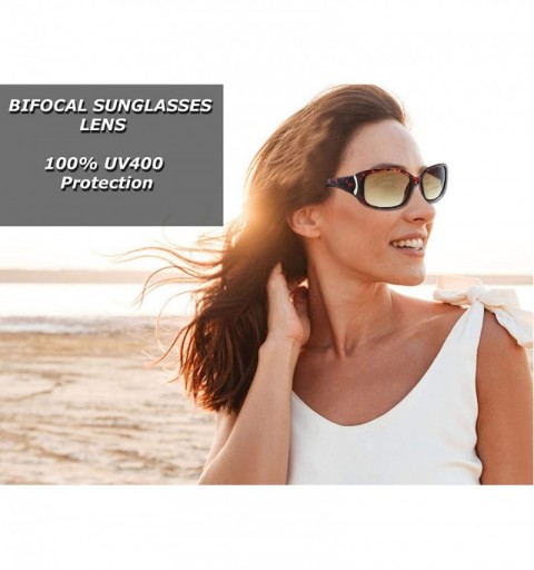 Oversized Bifocal Sunglasses Readers UV400 Protection Outdoor Reading Glasses for Women - Gold - CT11O25F72H $14.07