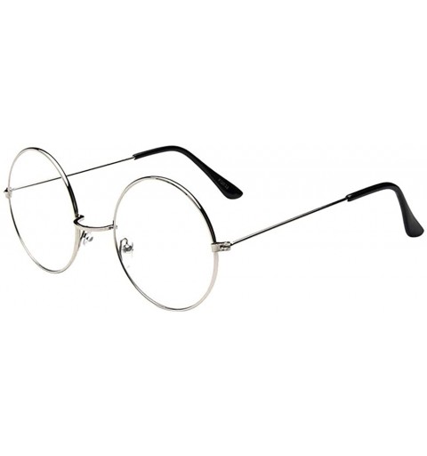 Oval Fashion Oval Round Clear Lens Glasses Vintage Geek Nerd Retro Style Metal - Silver - CJ18S67O6RK $16.91
