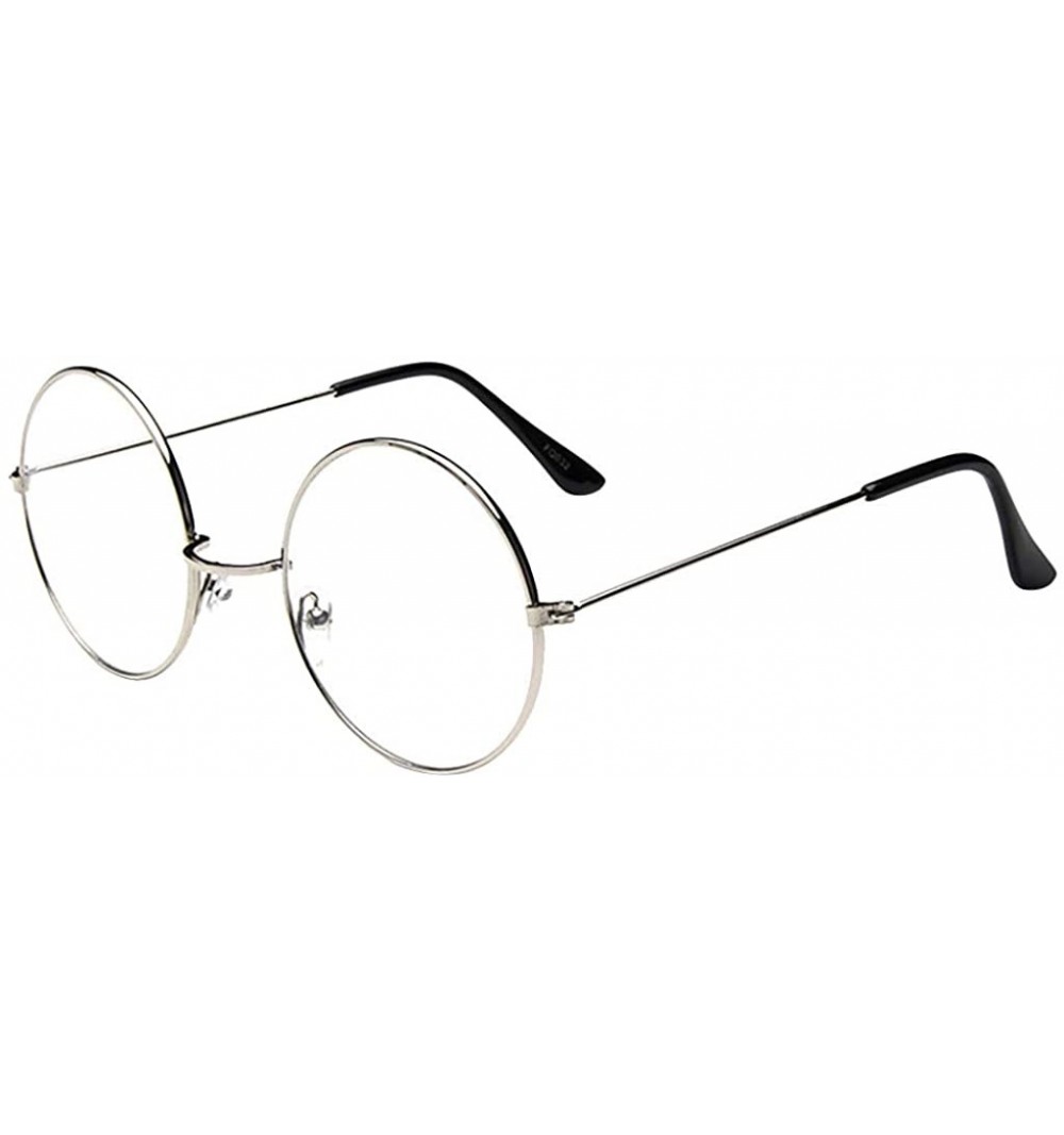 Oval Fashion Oval Round Clear Lens Glasses Vintage Geek Nerd Retro Style Metal - Silver - CJ18S67O6RK $8.84