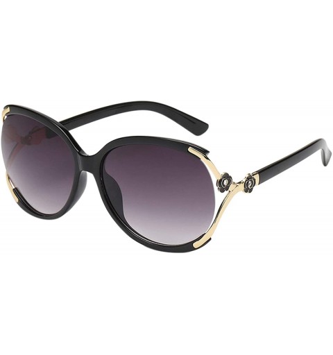 Goggle Womens Polarized Sunglasses Ladies Vintage Big Frame Sunglasses UV400 Lens Sun Glasses Protection - Black - CX18TT3OWO...