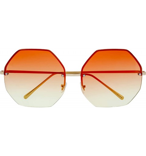 Aviator Fashion Designer Huge Hexagon Metal frame Ocean Colored Lens Sunglasses Gift Box - Gold - CA185L4OD39 $11.77