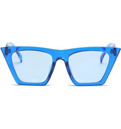 Square Women Vintage Cateye Sunglasses Square Lens UV400 - Blue - CO18ZXNOMIZ $12.71