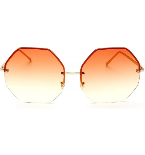 Aviator Fashion Designer Huge Hexagon Metal frame Ocean Colored Lens Sunglasses Gift Box - Gold - CA185L4OD39 $11.77