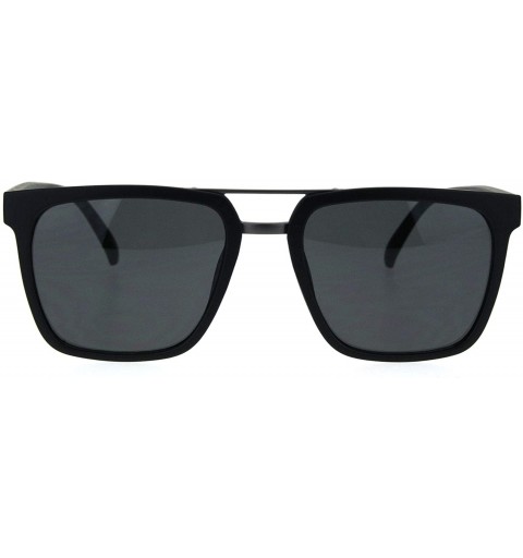 Rectangular Mens Classic Elegant Rectangular Double Rim 90s Sunglasses - Matte Black - CM18QH50509 $10.26