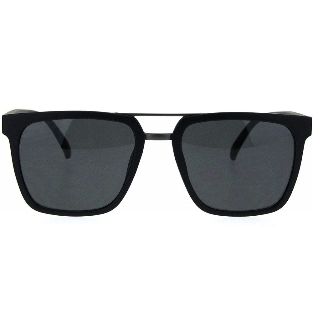 Rectangular Mens Classic Elegant Rectangular Double Rim 90s Sunglasses - Matte Black - CM18QH50509 $10.26