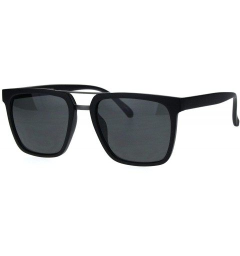 Rectangular Mens Classic Elegant Rectangular Double Rim 90s Sunglasses - Matte Black - CM18QH50509 $10.26