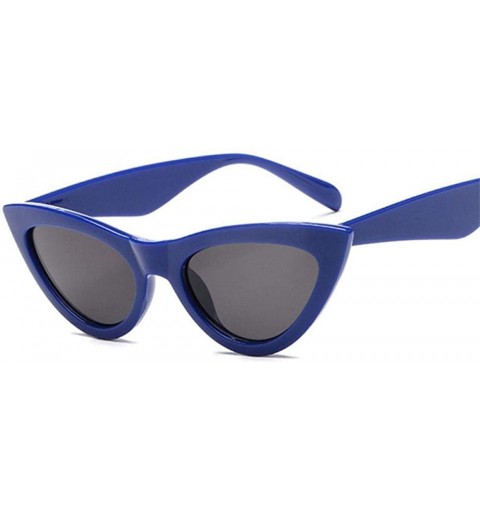 Aviator 2019 Candy Color Cateye Sunglasses Women Small Frame Vintage Sun Black Gray - Blue Gray - CC18Y6SC2YN $10.10