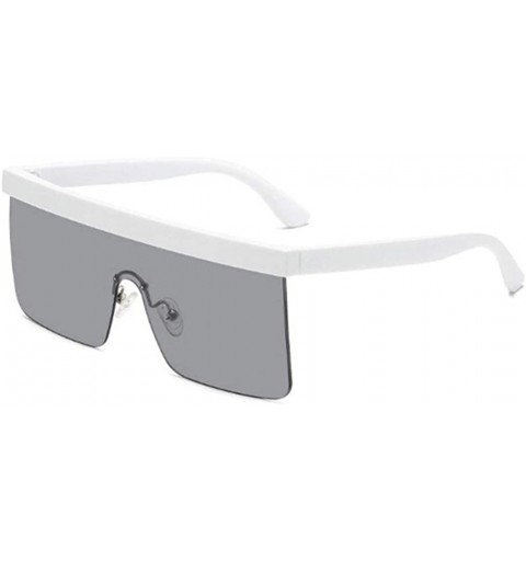 Square One Piece Polarized Sunglasses for Women and Men Flat Top Square Polarized Shades UV400 - White Grey - CQ1907ASWRM $24.02
