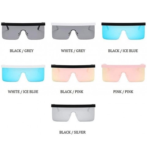 Square One Piece Polarized Sunglasses for Women and Men Flat Top Square Polarized Shades UV400 - White Grey - CQ1907ASWRM $10.16