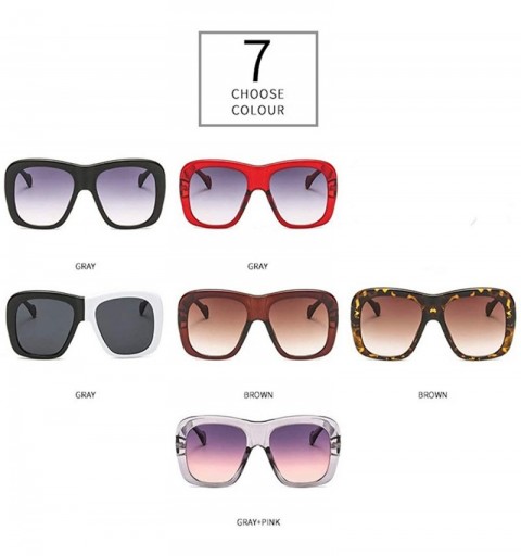Square Oversize Square Colorful Transparent Brand Designer Women Two-color Frame Sun Glasses - Brown - CT18N9QUAK9 $8.05