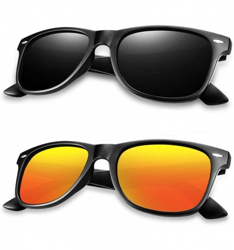 Rectangular Polarized Sunglasses for Men Unisex 2pack - Polarized Sunglasses Men and Women Sunglasses K1911 (black-orange) - ...