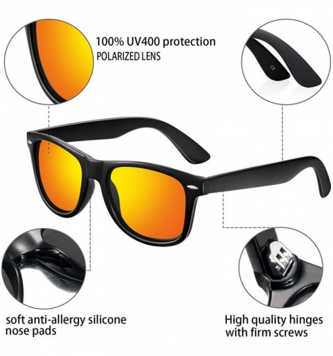 Rectangular Polarized Sunglasses for Men Unisex 2pack - Polarized Sunglasses Men and Women Sunglasses K1911 (black-orange) - ...