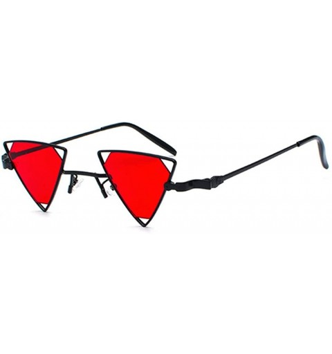 Semi-rimless Vintage Punk Triangle Sunglasses Women Men Metal Frame Black Red Yellow Pink Sun Glasses Retro Shades - CW18Y5CI...