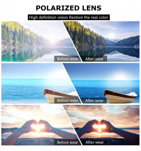 Rectangular Polarized Sunglasses for Men Unisex 2pack - Polarized Sunglasses Men and Women Sunglasses K1911 (black-orange) - ...
